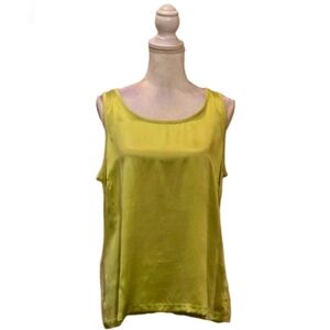 Chico’s Silk Tank Top Lime Green Women’s Size 2 Large Sleeveless Blouse Office